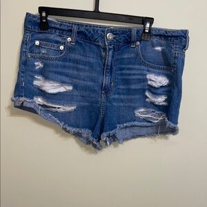 Distressed Blue Denim Shorts